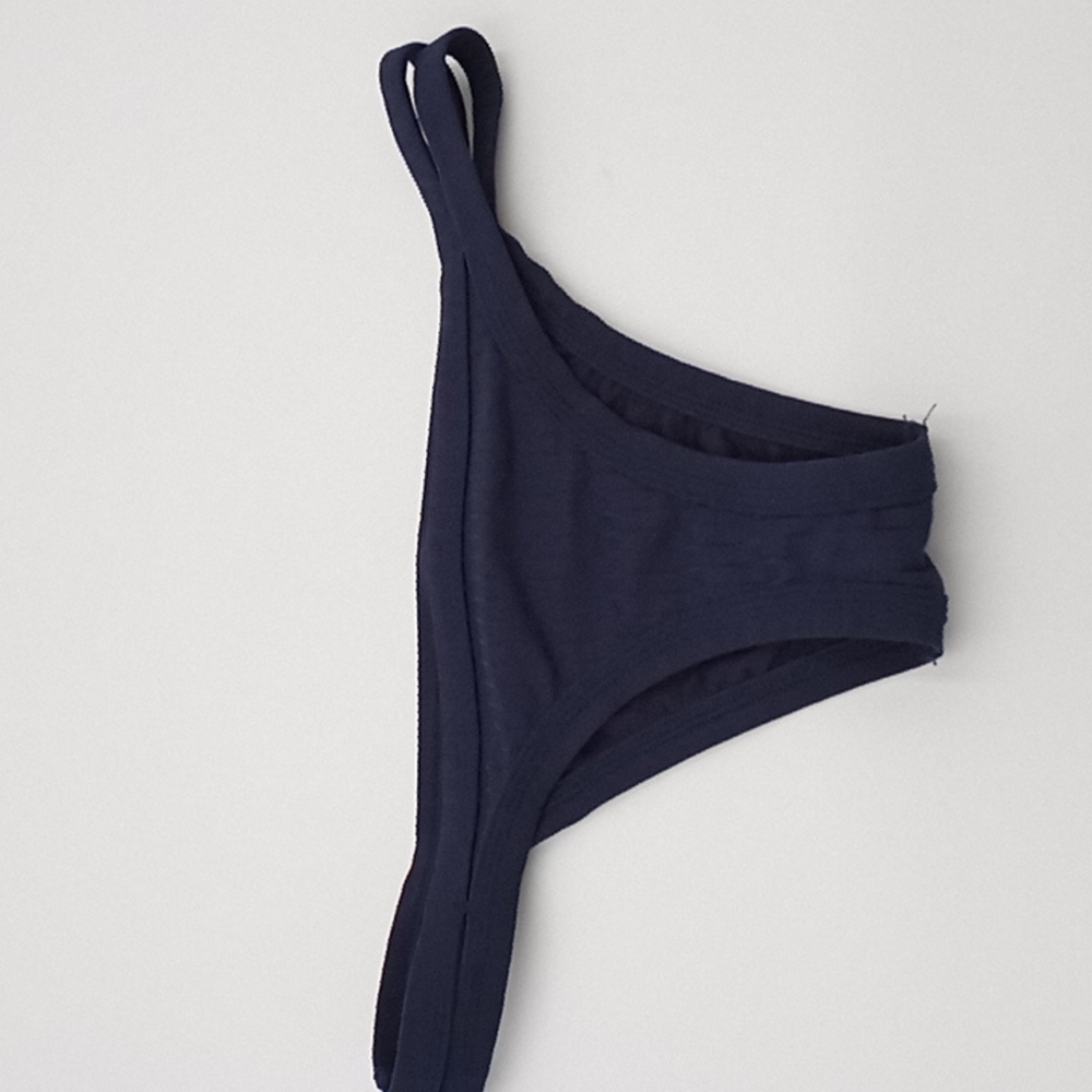 Seafolly Inka Rib Brazilian Bikini Bottom Indigo US 6 NWOT